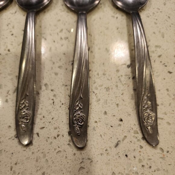6 Oneida Custom Stainless Iced Tea Spoons Flatware Dessert Roseanne Rose 1991 - Picture 3 of 8